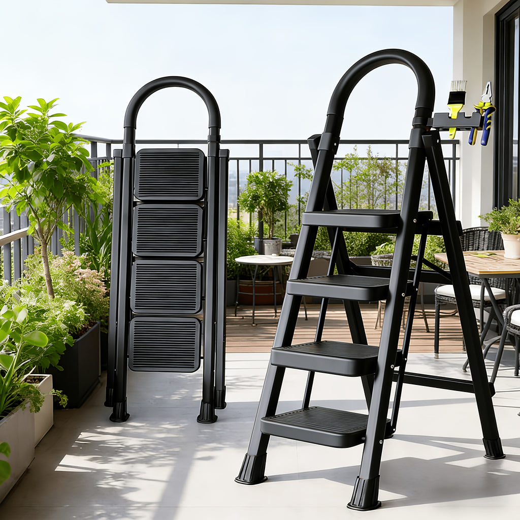 500lbs load bearing folding ladder heavy duty steel step
