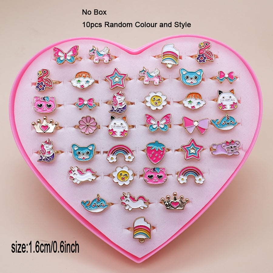 10pcs set girls alloy drip oil animal cartoon style