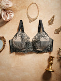 a plus size womens lace trimmed   push bra embroidery
