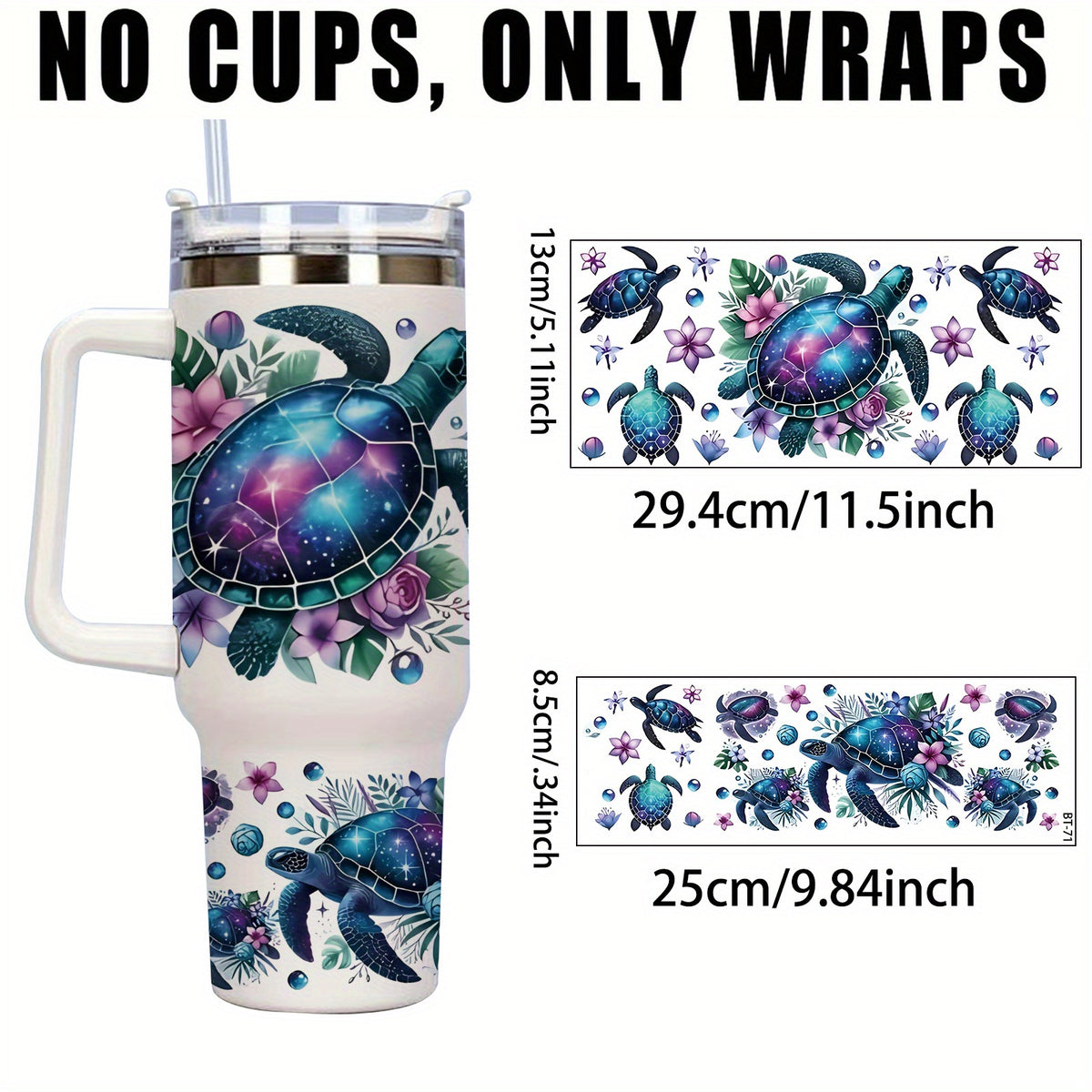 set 2 creative sea turtle pattern detachable cup stickers