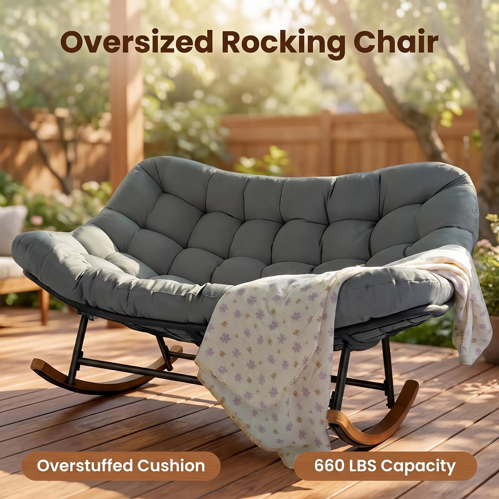 oversized double papasan rocking chair large curved seat