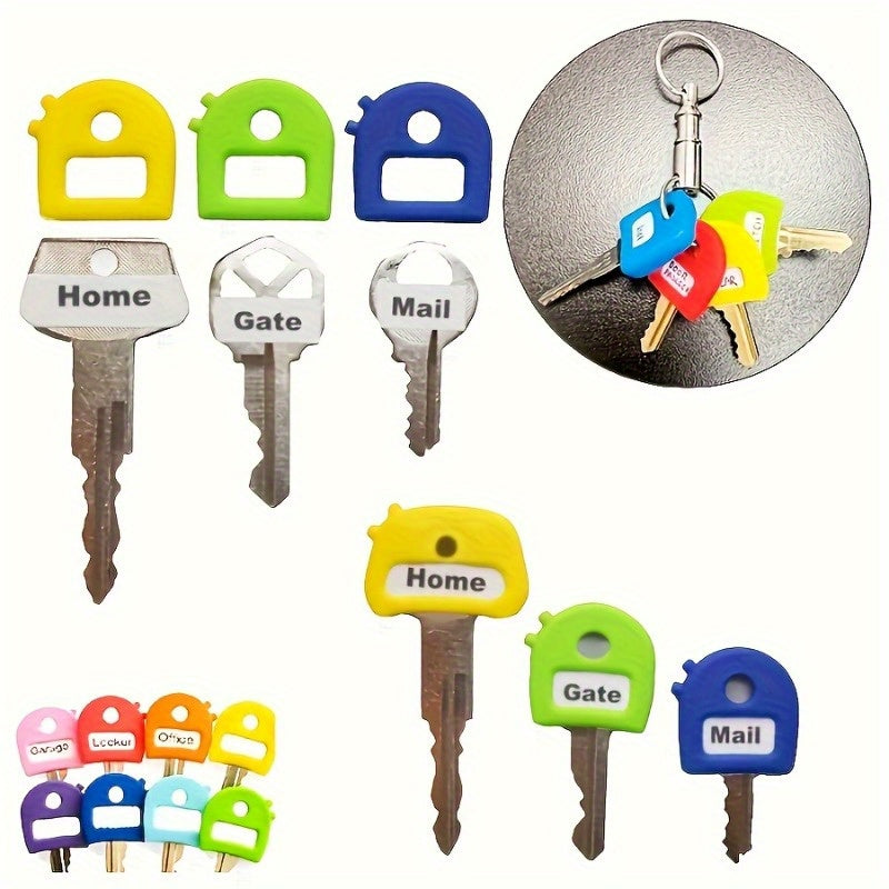 16pcs random color 8 keychains 8 cards labeled keychains