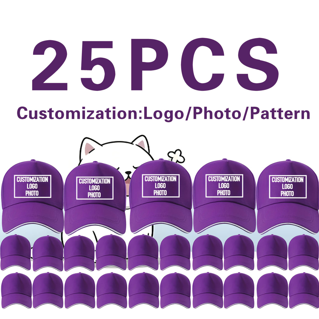 25pcs customizable     baseball caps adjustable