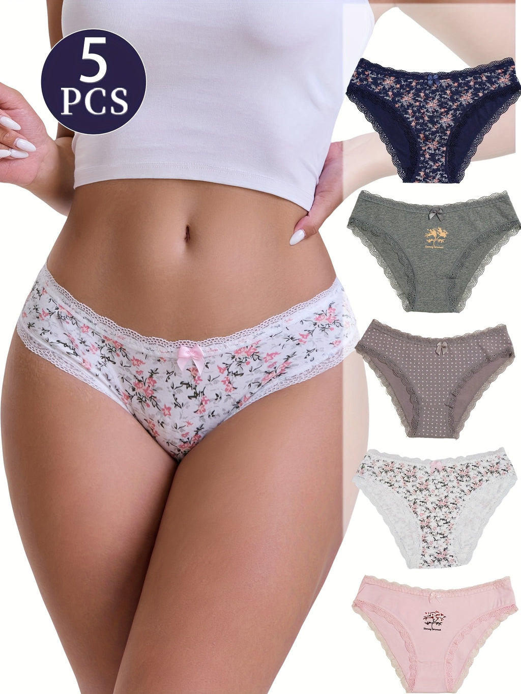 5pcs womens underwear soft breathable low   briefs
