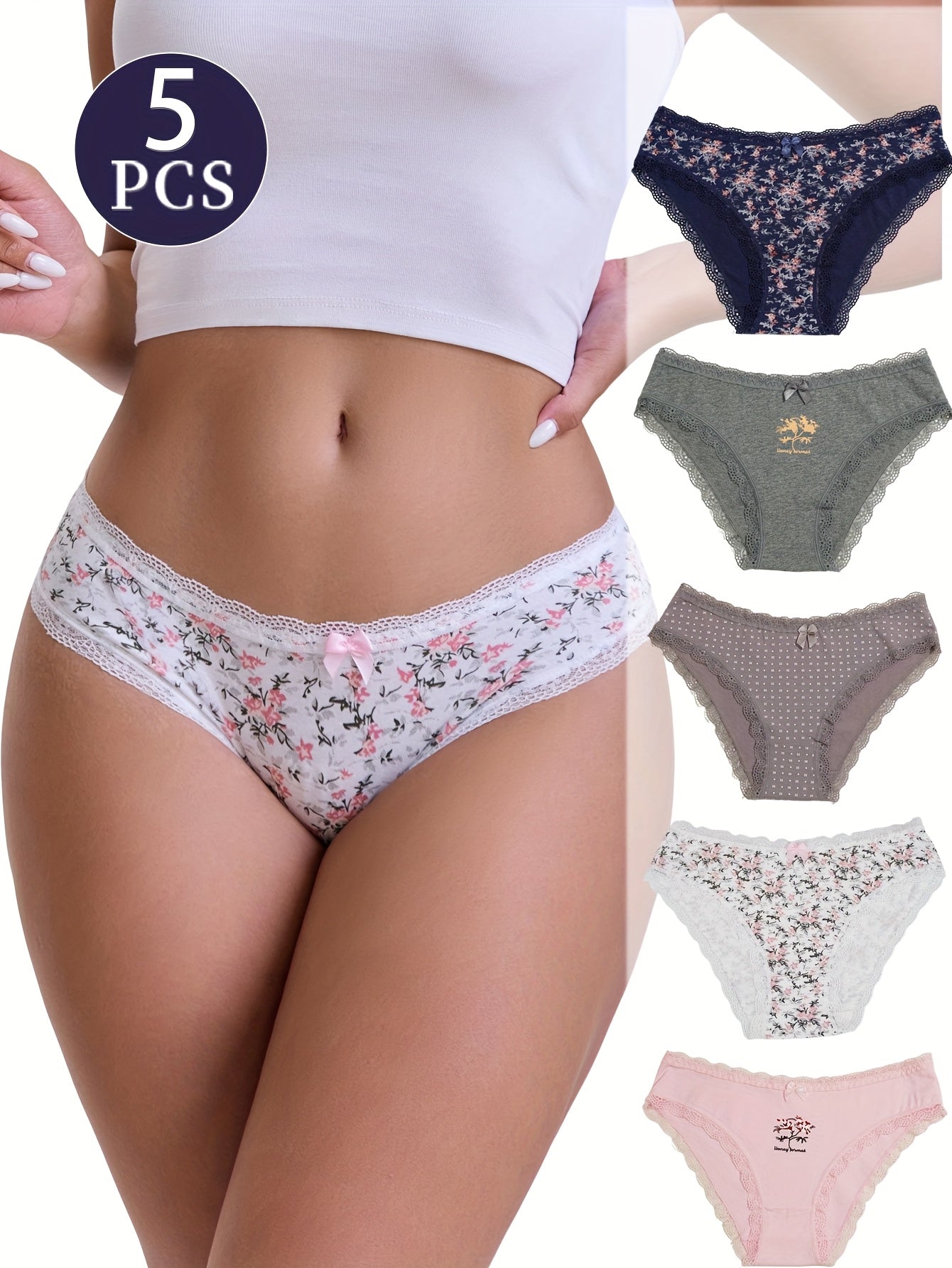 5pcs womens underwear soft breathable low   briefs