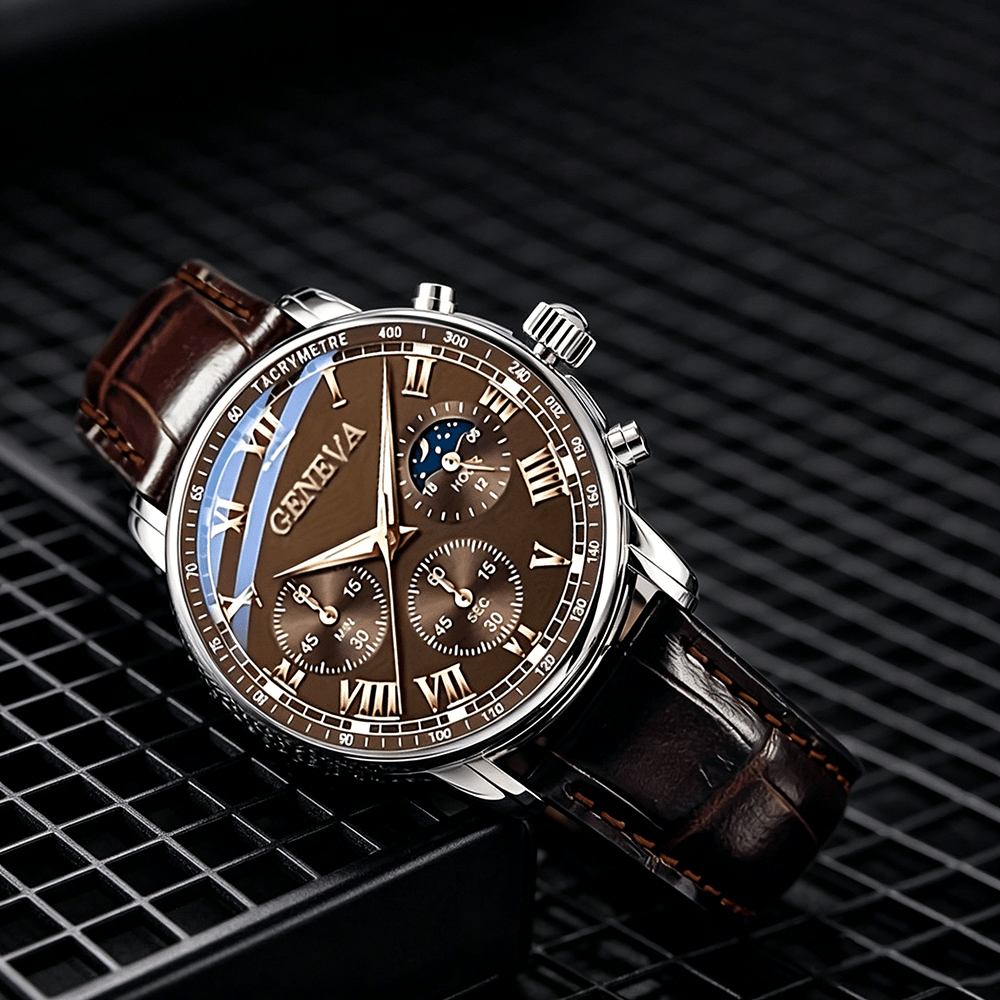 mens luxurious business faux leather round hand pointer