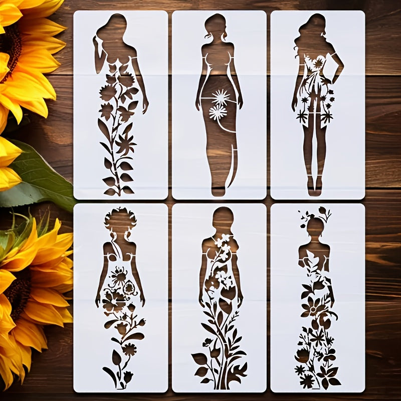 6 elegant female themed oil painting templates 5 9x11 8 inch