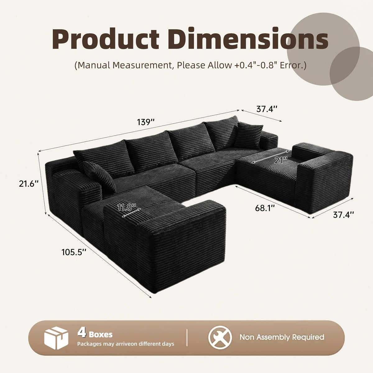 210 inch large u shaped modular sectional sofa suitable