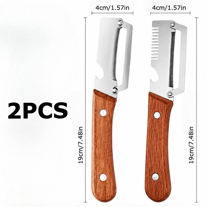 2pcs heavy duty stainless steel peeler slicer set featuring