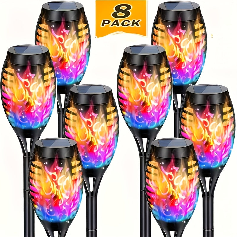 16 8pcs solar torch lights smart light control