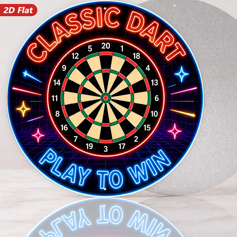 2d flat 1pc retro   game wall sign round dartboard