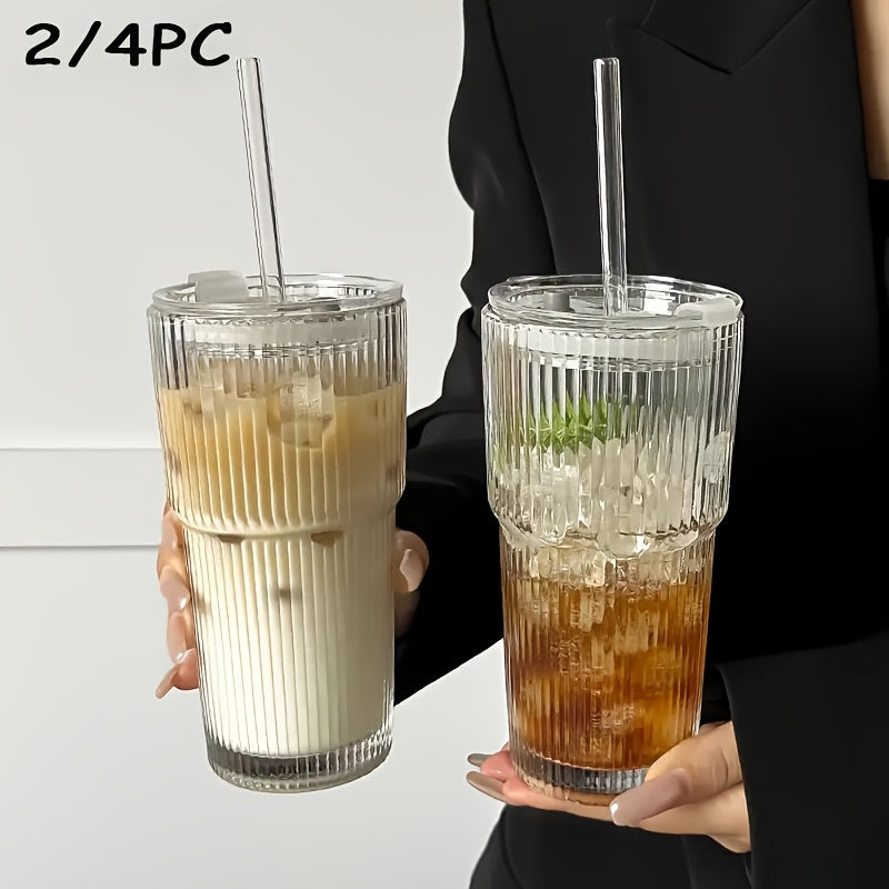 2 4pcs vintage striped glasses glasses glass straws 19 oz