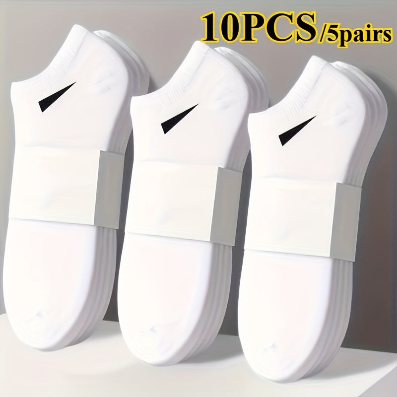 10pcs 5 pairs womens casual solid color socks breathable