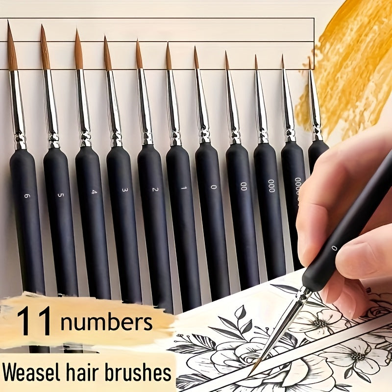 11 micro brushes durable small yellow wolf brush suitable