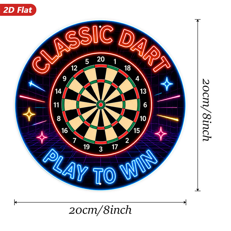 2d flat 1pc retro   game wall sign round dartboard