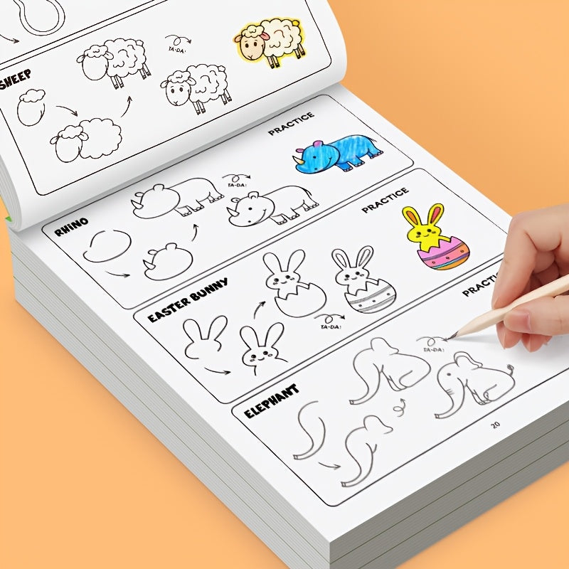 1 book 32 pages draw animals childrens book