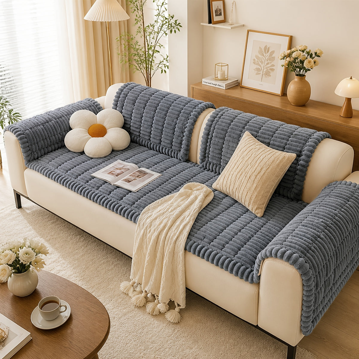 1  quilted thick sofa cushion bohemian style removable