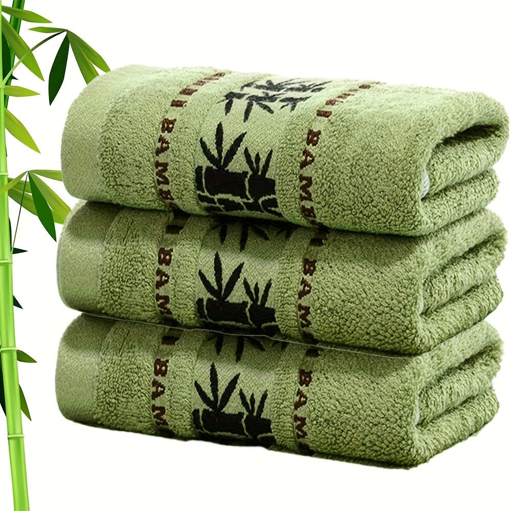 3pcs bamboo fiber towel set bamboo pattern quick dry ultra