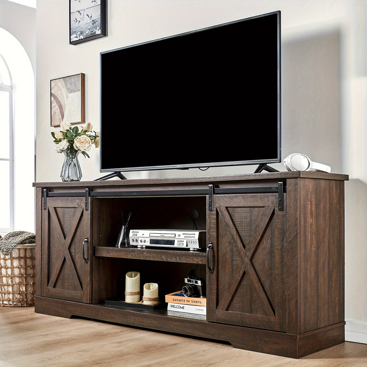 66 farmhouse tv stand 75 tvs entertainment center sliding