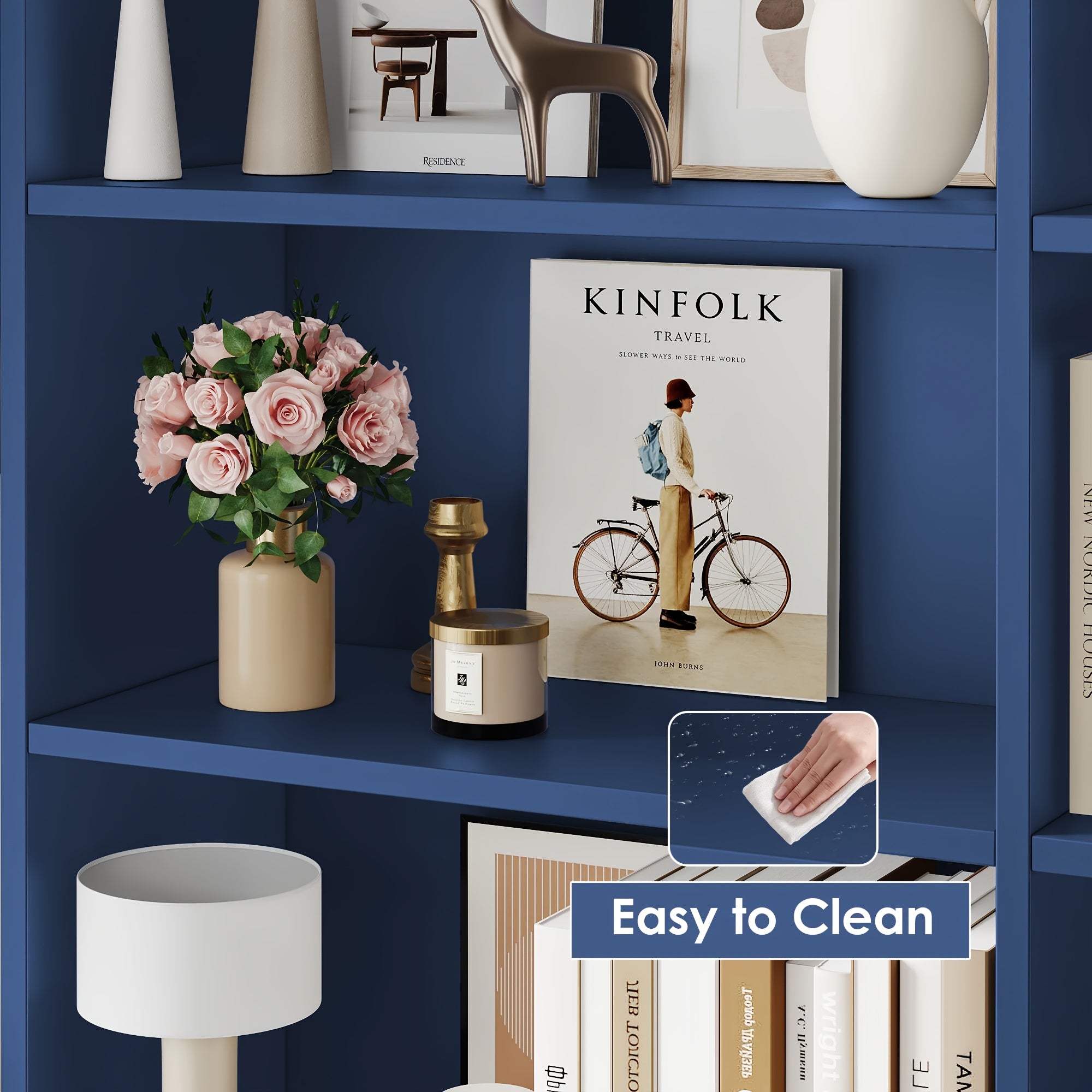 fultru bookshelf bookcase doors 6 tier   large