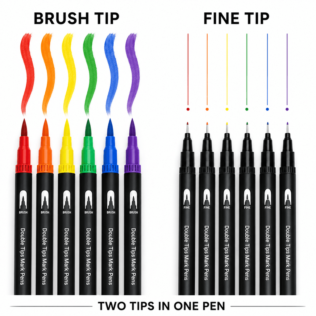24 pack double tip coloring drawing pens rich