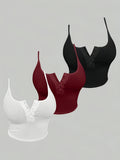 3pcs womens solid color button front summer blouses