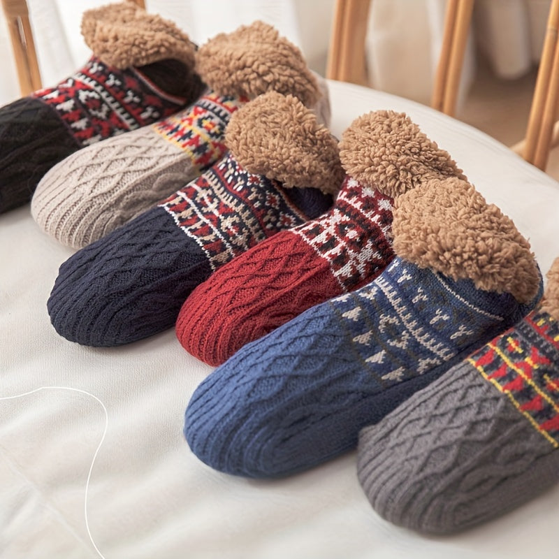 1 pair mens sherpa fluffy warm winter socks slippers non