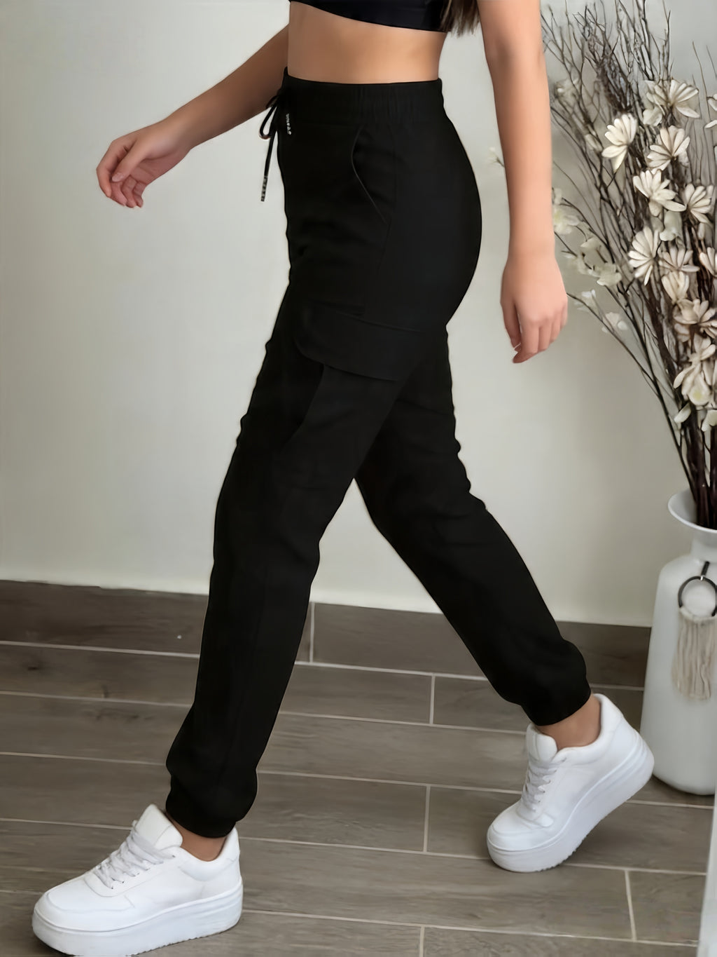 womens pocket drawstring cargo pants summer sports long