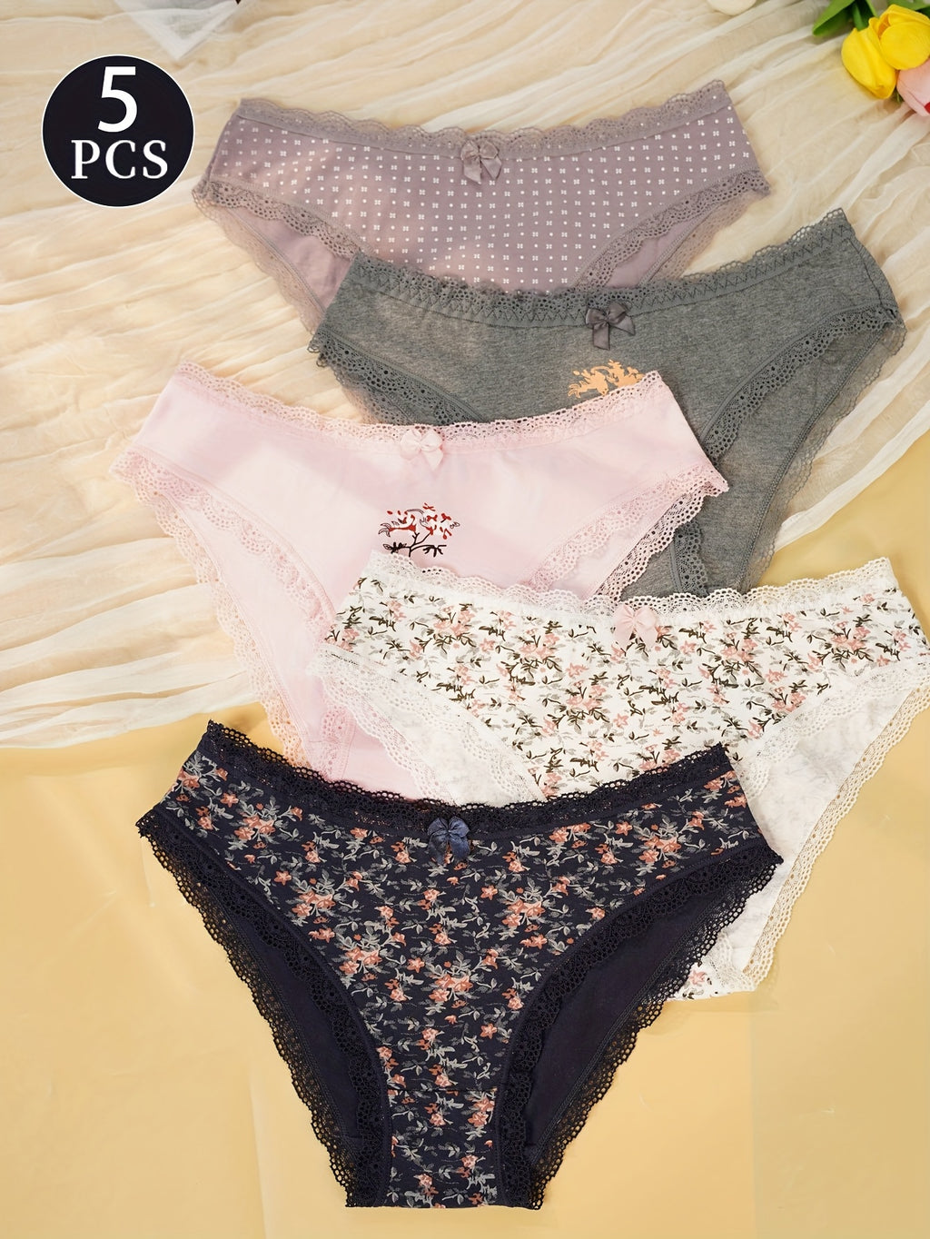 5pcs womens underwear soft breathable low   briefs