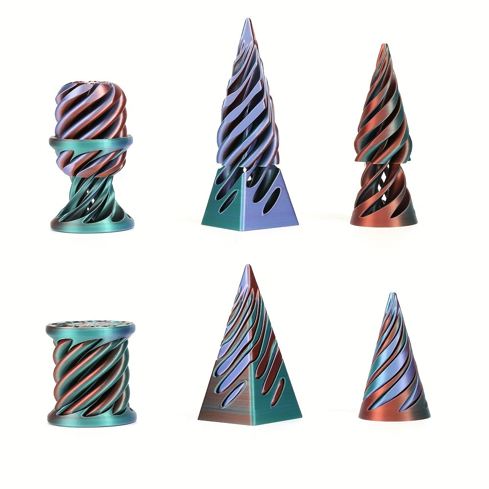 3 piece decorative set spiral pyramid shaped desk ornaments