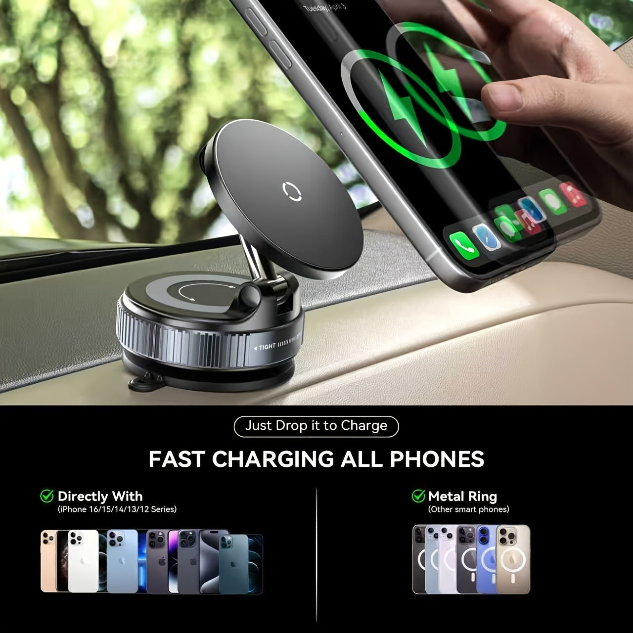 wireless car charger 15w magnetic fast charging car phone