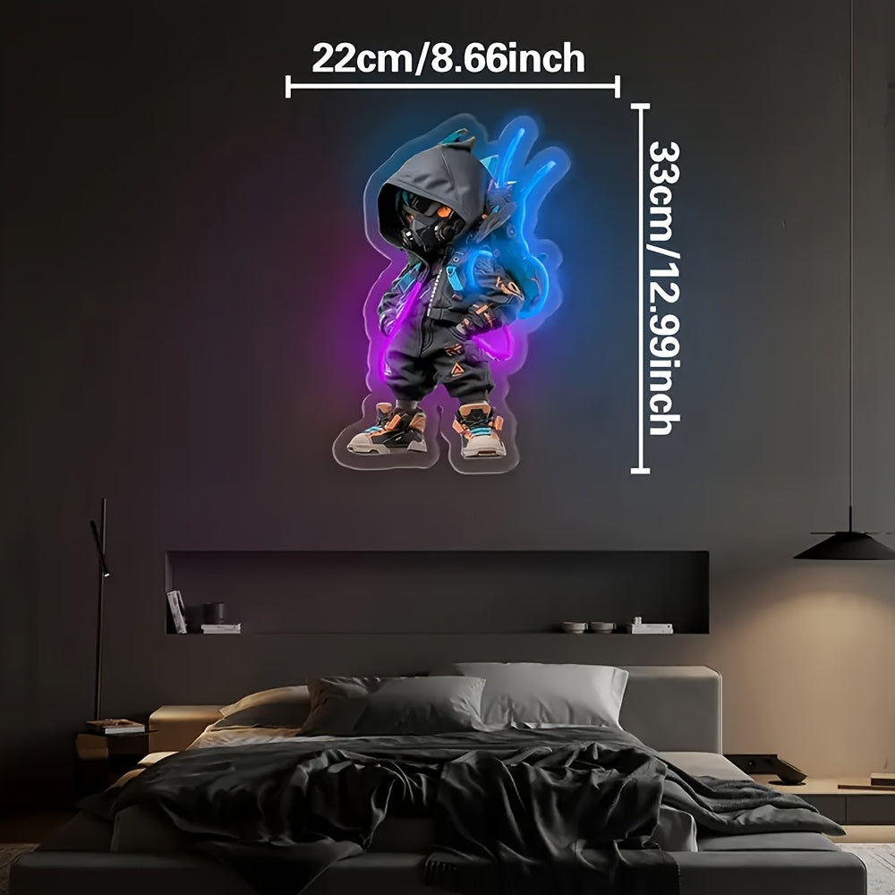 cyberpunk mecha   led wall light usb powered neon anime