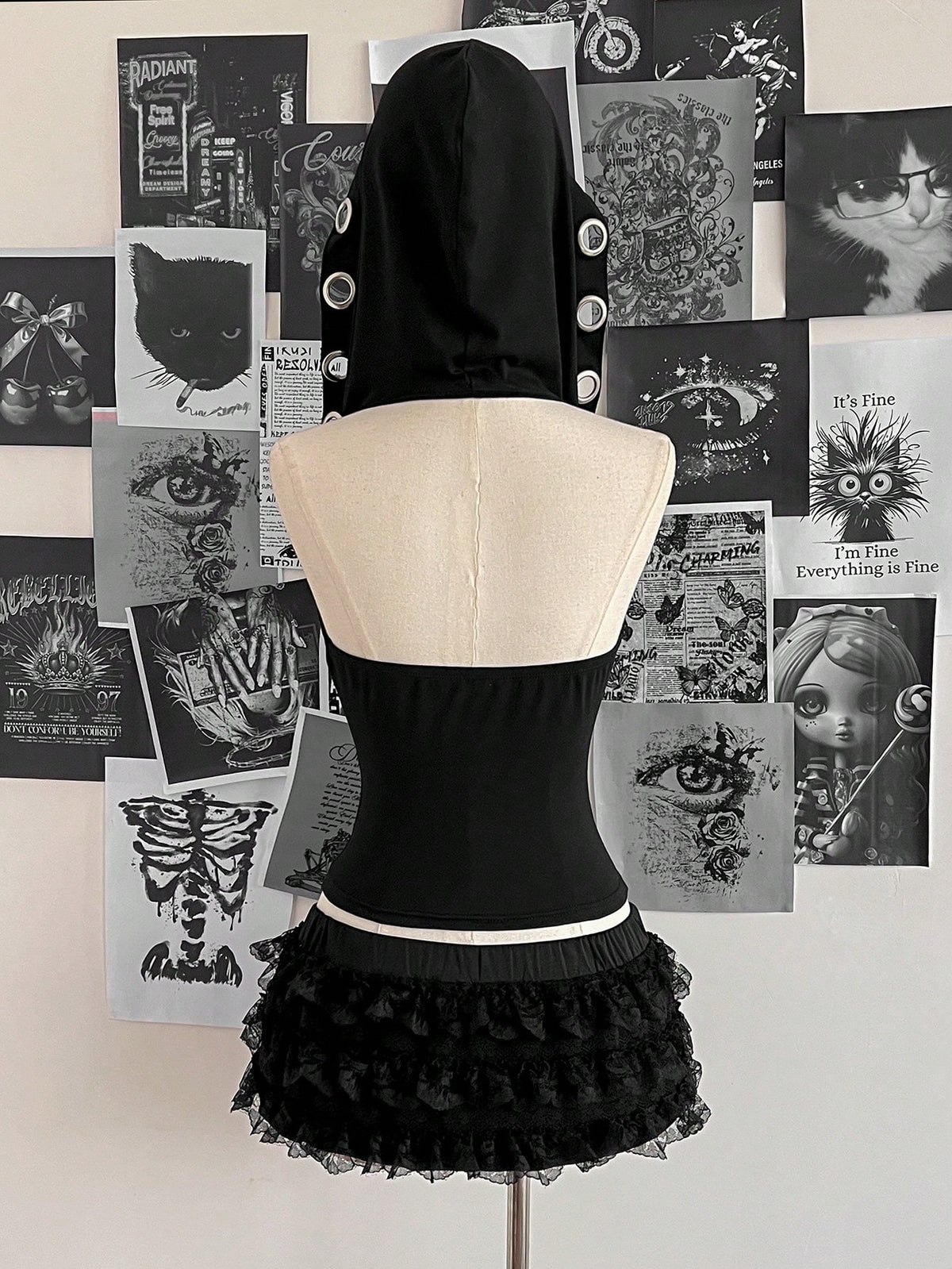 hooded halterneck vest