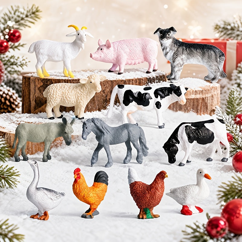 12pcs miniature farm animal simulation models including mini