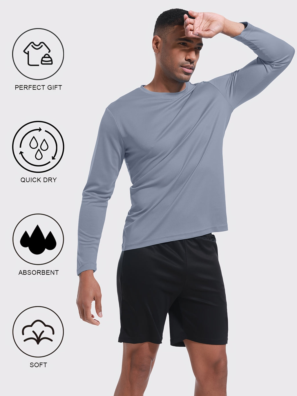 5pcs mens quick drying breathable long sleeve sports t