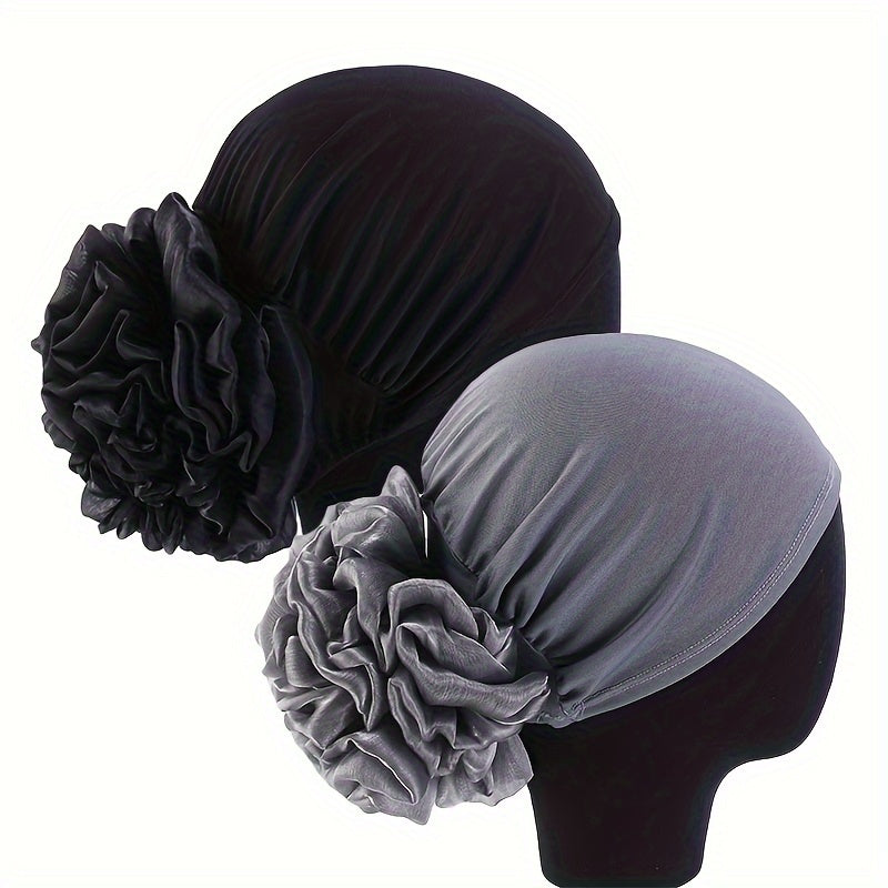 2pcs set womens large floral headscarf hat   turban hat
