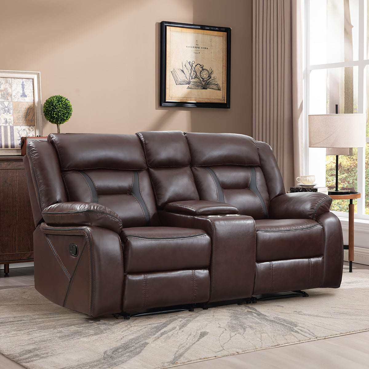 faux leather manual recliner set 3 seat sofa loveseat
