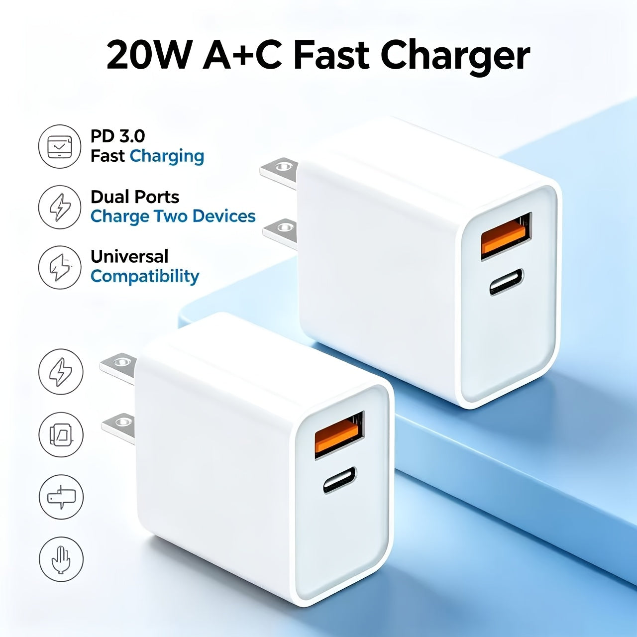 20w usb c fast phone charger type c power adapter 2 port