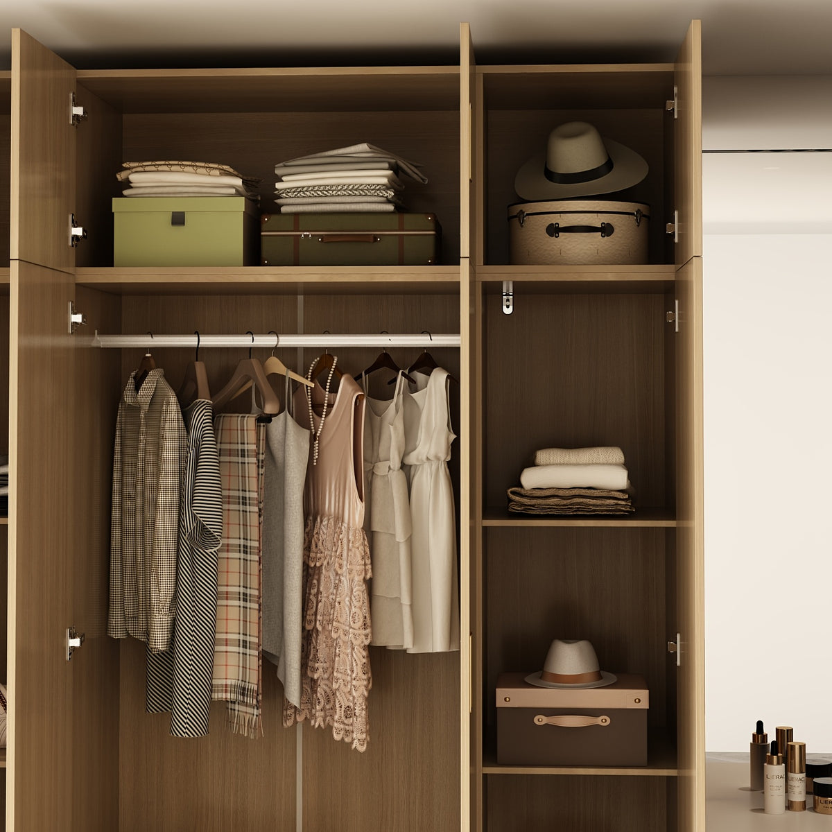 modern 4 door wardrobe   closet 2 drawers cubic