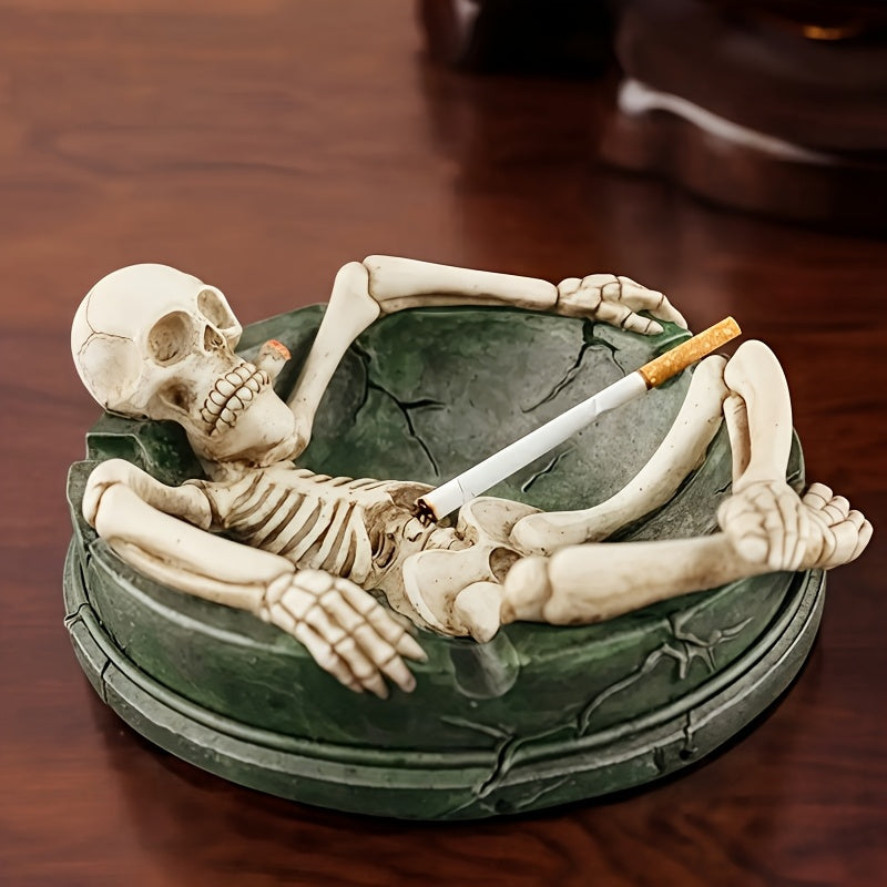 1pc gothic round skeleton ashtray durable   decor