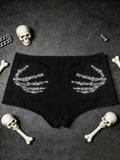 dark gothic hot fix   skull palm womens boyshort