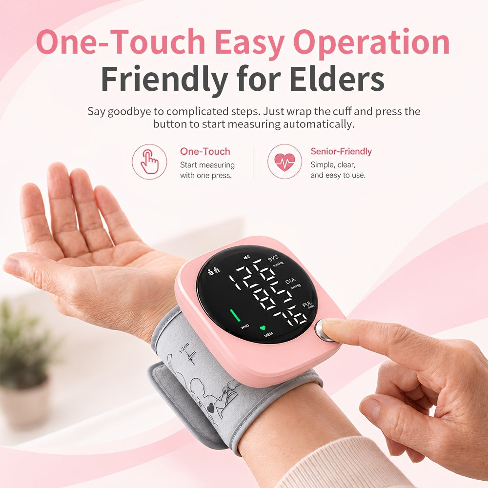 wrist blood pressure monitor adjustable cuff large lcd voice