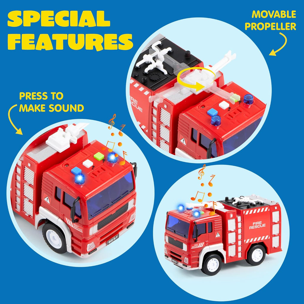 4 pack emergency vehicle truck toys kids age 3 friction