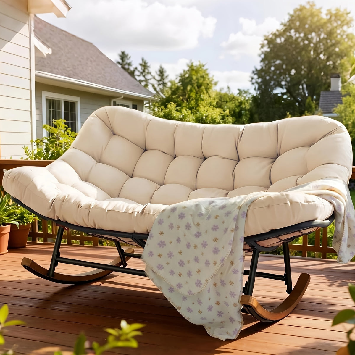 oversized double papasan rocking chair large curved seat