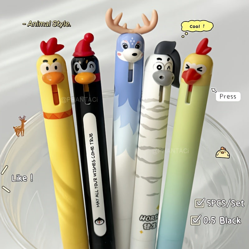 set 5   themed gel pens 0 5mm quick drying black ink