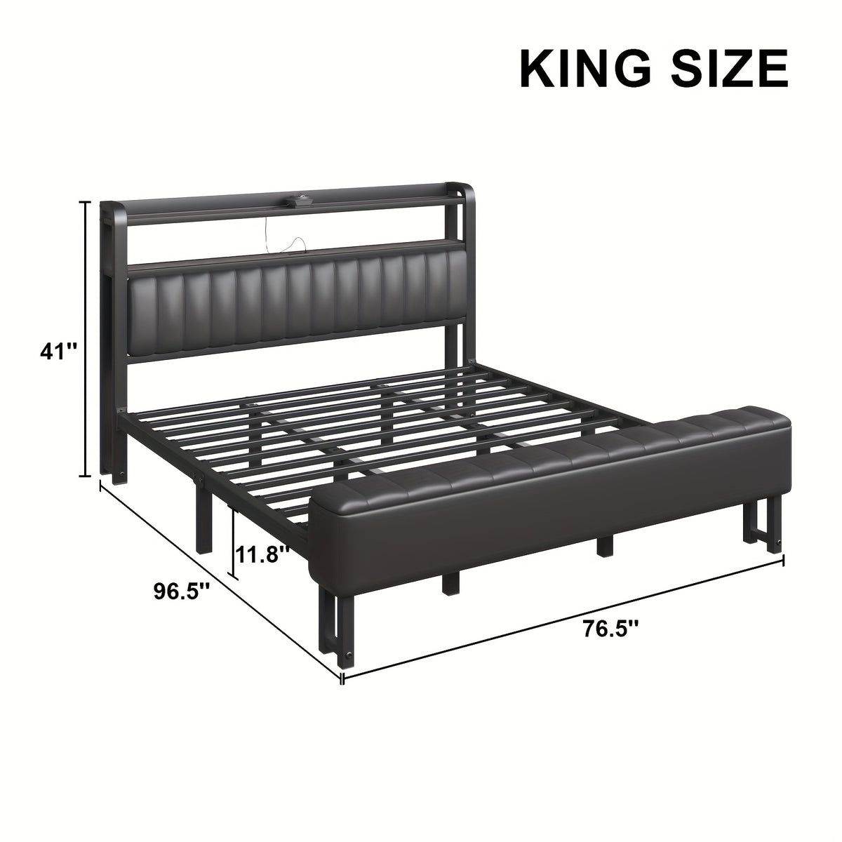 metal platform bed storage   upholstered headboard