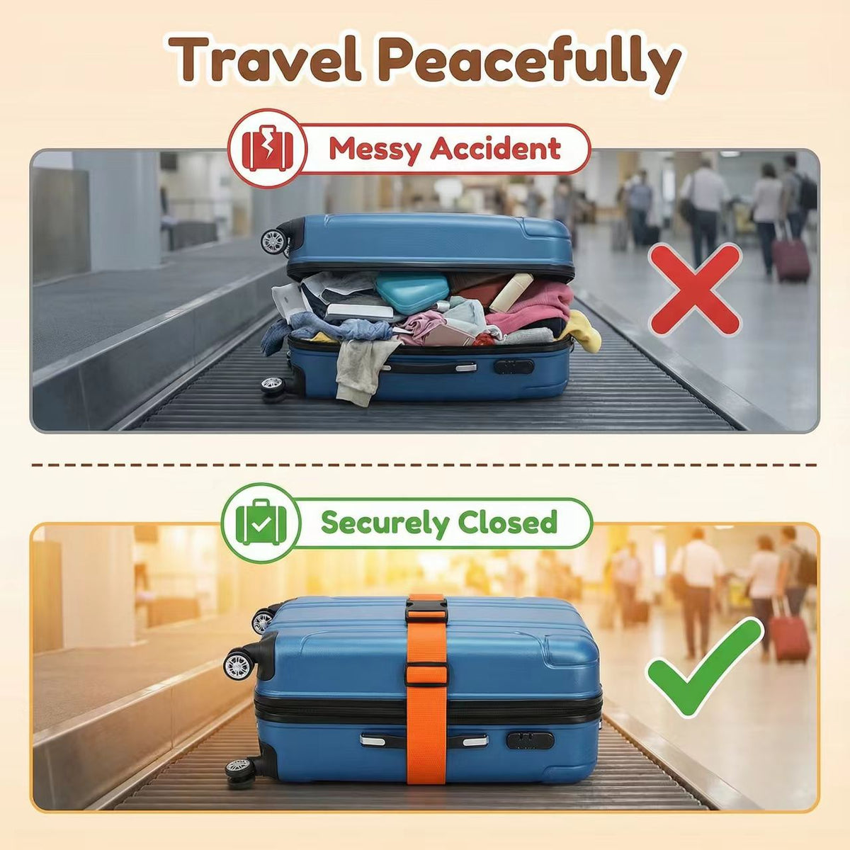 2pcs luggage straps quick release anti theft suitcase belts