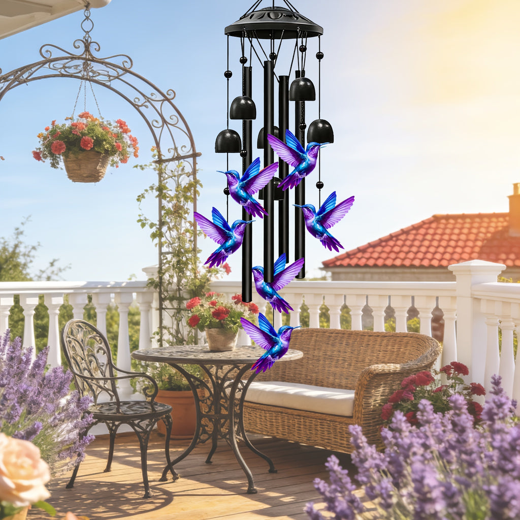 hummingbird wind chimes outside deep tone memorial