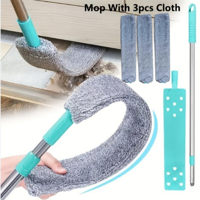 4pcs set 1pc rod 3pcs cloths adjustable long handle duster