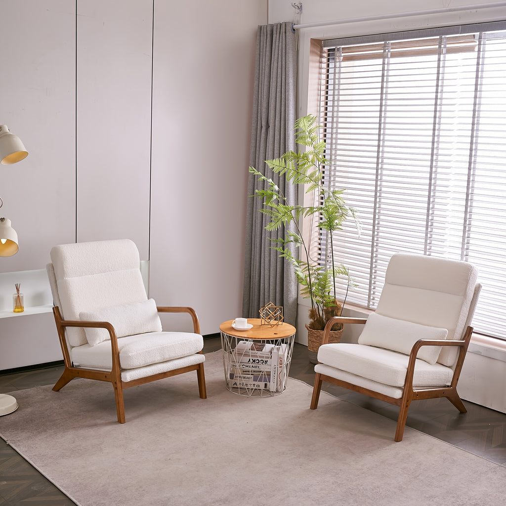 high back   century modern accent chair soild wood padding